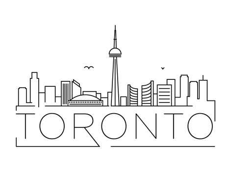 Toronto Minimal Skyline by Kürşat Ünsal on Dribbble Toronto Canada Skyline, Toronto Skyline Silhouette, Toronto Skyline Drawing, Toronto Drawing, Canada Drawing, Skyline Drawing, Toronto Skyline, Mini Doodle, Toronto City