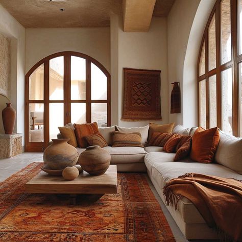 Artisanal Interior Design, Sedona Interior Design, Desert Room Aesthetic, Desert Home Aesthetic, Tile Living Room Ideas, Modern Southwest Living Room, Adobe House Interior, Artisan Interior, Desert Homes Interior