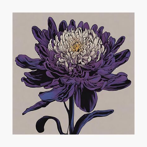 Get my art printed on awesome products. Support me at Redbubble #RBandME: https://www.redbubble.com/i/photographic-print/Midnight-Bloom-Purple-Chrysanthemum-Home-Decor-by-LitzoyGlobeArt/157184386.6Q0TX?asc=u Purple Chrysanthemum, Home Floral Arrangements, Vintage Floral Design, Floral Poster, Watercolor Canvas, Flower Prints Art, Flower Canvas, Watercolor Art Prints, Floral Gifts