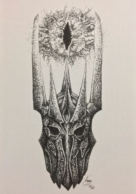 Lord Of The Rings Tattoo For Men, Eye Of Sauron Art, Sauron Tattoo Design, Sauron Drawing, Eye Of Sauron Tattoo, Rings Of Power Sauron, Gollum Tattoo, Lotr Drawings, Sauron Tattoo