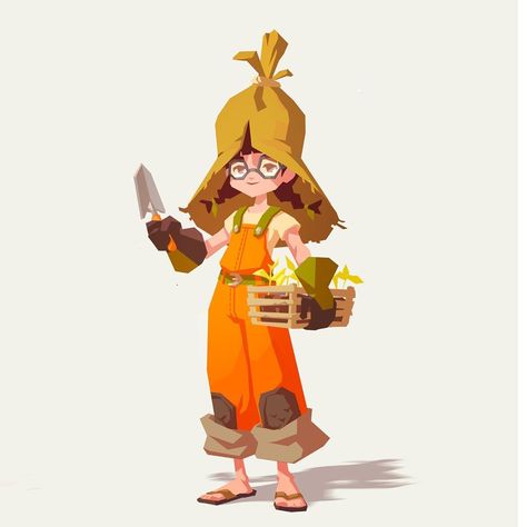 Gardener Design Character, Gardener Concept Art, Garden Character Design, Spring Character Design, Gardener Character Design, Farmer Oc, Gardener Style, Gardener Character, Gardener Design