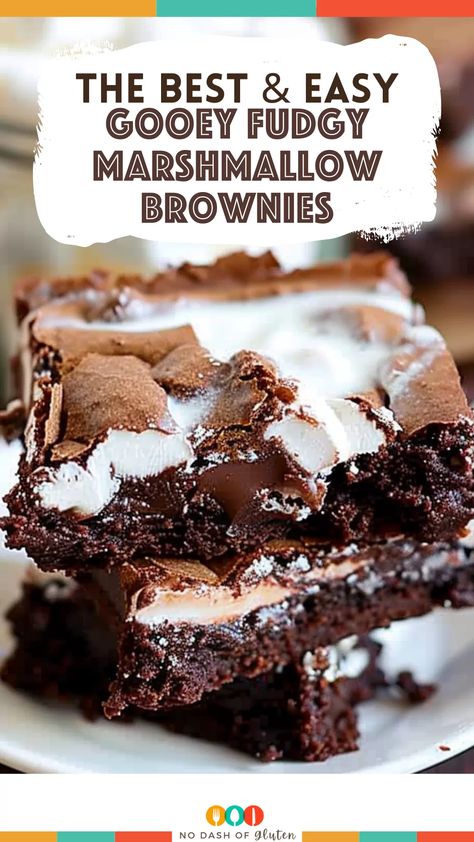 Gooey Fudgy Marshmallow Brownies Brownies Topped With Marshmallows, Gourmet Fudge, Marshmallow Fudge, Marshmallow Topping, Marshmallow Brownies, Best Brownie Recipe, Chewy Brownies, Dessert Smoothie, Brownie Toppings