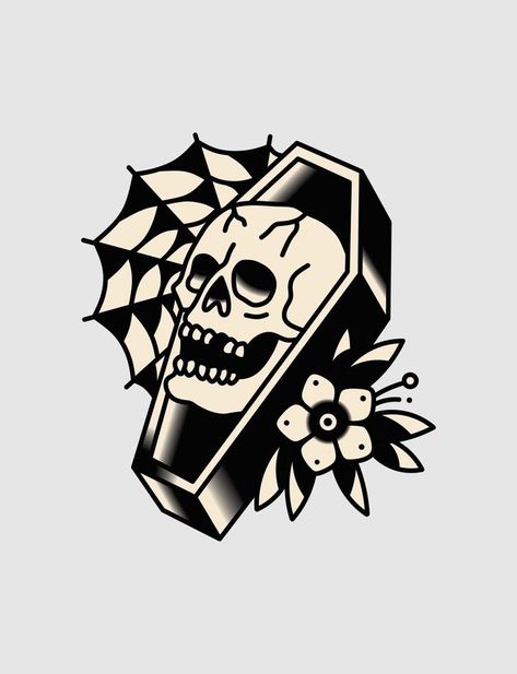 Coffin skull with flower, vector design. Arte Dark, Tattoo Practice, Tattoo Skull, Flower Vector, Design Vector, Design Design, Vector Design, Skull Tattoo, Seamless Pattern