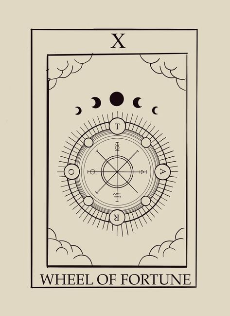 Hand drawn Wheel of Fortune tarot card edited in procreate #tattoo #tarot #tarotreading #wheeloffortune #pen #finelinetattoo #art #inkart #fineline #spirituality #wallartdecor Wheel Of Fortune Tarot Card Art, The Wheel Of Fortune Tarot Card, Wheel Of Fortune Tarot Card Design, Tarot Card Tattoo Wheel Of Fortune, The Wheel Of Fortune Tarot Tattoo, Good Fortune Tattoos, Wheel Of Fortune Tarot Tattoo, Wheel Of Fortune Tattoo, Stability Tattoo