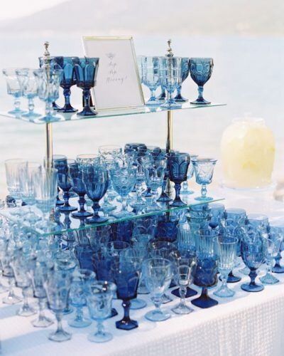 Blue White Weddings, Something Blue Bridal, Blue Wedding Inspiration, Blue Bridal Shower, Light Blue Wedding, Blue Glassware, Something Blue Wedding, Blue Themed Wedding, Montana Wedding