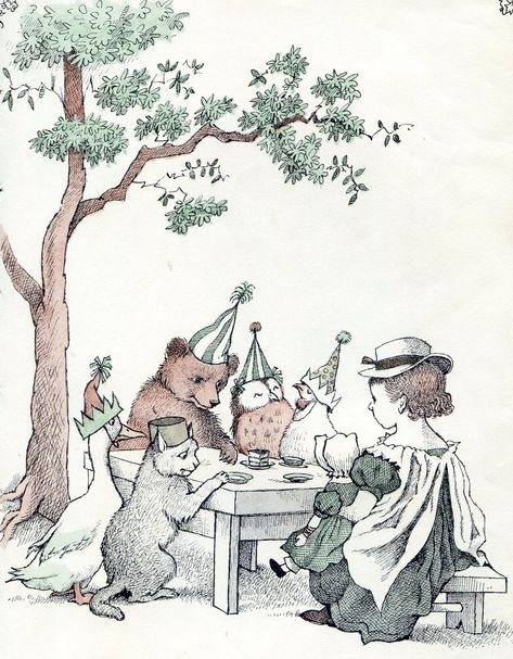 Everything was fine until it came to would get the last piece of cake. Then the fur flew. And the feathers and talons and claws... Maurice Sendak, Bear Birthday Party, Bear Illustration, Bear Theme, Bear Party, Childhood Books, Vintage Teddy Bears, Vintage Nursery, Bear Birthday