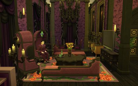 Mod The Sims - The Vampire Castle Vampire Living Room, Sims 4 Cc Vampire Furniture, Sims4 Vampire House, Sims 4 Vampire House Interior, Sims 4 Vampire Room, Vampire Mansion Sims 4, Sims Vampire, Big Forest, Forest Houses