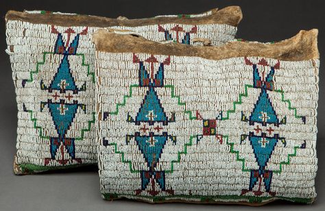 SIOUX BEADED TIPI BAGS. c. 1890 ... Native Beadwork, Native American Artifacts, Native American Beadwork, American Indian Art, Native American Beading, Arte Popular, Cow Boy, Native Art, Sioux