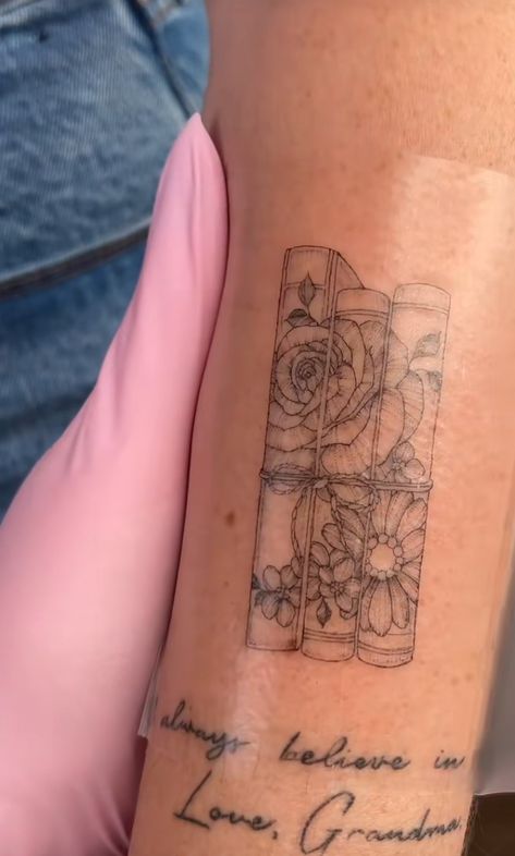 Tattoos In Frames, Book Tattoo Placement, Secret Gardens In My Mind Tattoo, Book Tattoo Aesthetic, Bridgerton Tattoo Ideas, Small Bookish Tattoos, Most Ardently Tattoo, Bookmark Tattoo, Bridgerton Tattoo