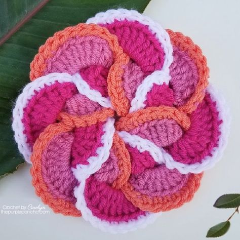 Pinwheel Crochet Pattern Free, Pinwheel Crochet, Granny Square Designs, Pinwheel Flower, Reverse Single Crochet, Crochet Chain, Crochet Motif Patterns, Crochet Bag Pattern Free, Plants Leaves