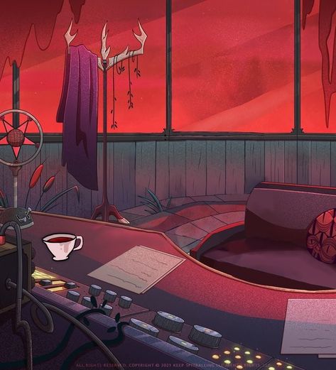 Alastor Radio, Radio Tower, Hotel Landscape, Cole Porter, Procreate Ipad Art, Color Script, Hazbin Hotel Charlie, Alastor Hazbin Hotel, Vivziepop Hazbin Hotel