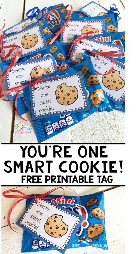 You're One Smart Cookie! Free Printable Tag - Primary Playground One Smart Cookie Free Printable, Smart Cookie Printable, Testing Treats For Students, Testing Treats, Cookie Tags, One Smart Cookie, School Testing, Free Printable Tags, School Treats