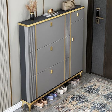 Modern Simplicity Tipping Shoe Cabinet Dorm Large-capacity Porch Multifunctional Cabinets Shoes Rack Storage Cabinet Furniture L - AliExpress Rak Kasut, European Style Homes, Shoes Rack, Hallway Storage, Rack Storage, Modern Door, Multifunctional Furniture, Modern Storage, Shoe Storage Cabinet