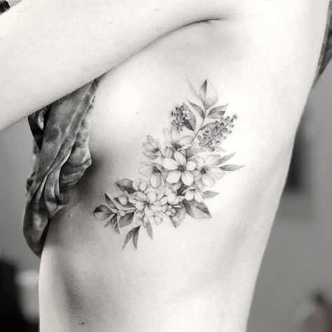 Apple Blossom Tattoos, Blossoms Tattoo, Cover Up Tattoos For Women, Apple Tattoo, Mastectomy Tattoo, Rib Tattoos For Women, Bookish Tattoos, Nyc Tattoo, Delicate Tattoo