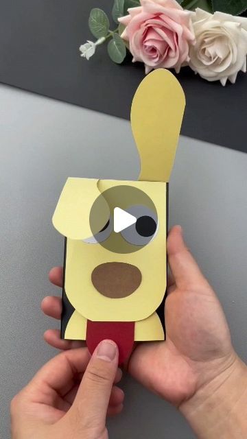 paper crafts creator on Instagram: "Title: DIY Puppy with Moving Ears Craft for Kids  Hashtags: - #HandmadeDIY - #KindergartenHandmade - #ParentChildHandmade - #HomemadeToys - #ChildrensHandmade - #CraftingWithKids" Paper Moving Crafts, Moving Crafts For Kids, Diy Moving Toys, Diy Moving, Paper Projects Diy, Dog Craft, Diy Paper Toys, Puppy Diy, Homemade Toys