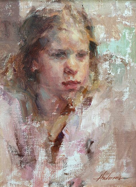 Girl in Pink by Carolyn Anderson, Oil, 12 x 9 Carolyn Anderson, High Key Portrait, Dark Inspiration, Dance Nation, People Paintings, Oil Portraits, Abstract Realism, Art Figures, Oil Painting Inspiration