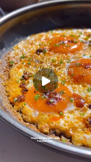 Cream Fried Eggs, Heavy Cream Eggs, Cream Eggs, Chili Crisp, Egg Recipe, Printable Recipe, Creamed Eggs, Breakfast Food, Fried Egg