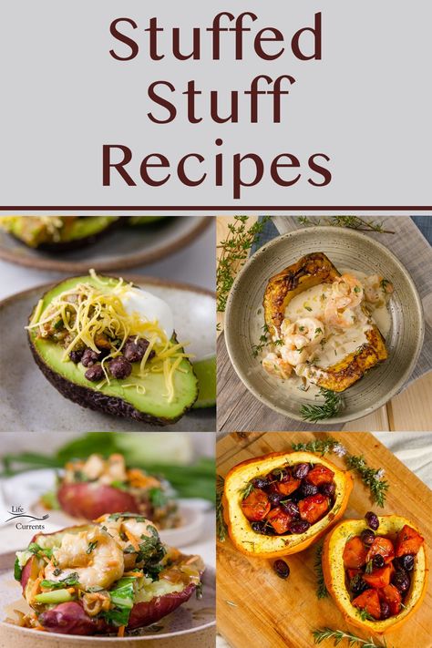 One of the easiest and yummiest ways to get dinner on the table is to stuff one tasty food with another equally (or even more delicious) food. These Stuffed Stuff Recipes feature stuffing fillings that can be vegetables, grains, cheese, proteins, shrimp, meats, sauces, or anything else you can dream up; you can't go wrong with one food stuffed into another. Stuffed Recipes, Stuffed Food, Fresh Salsa Recipe, Stuffed Baked Potatoes, Thanksgiving 2022, Fantastic Recipes, Loaded Sweet Potato, Vegan Sweet Potato, Awesome Recipes