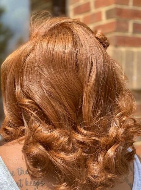 Reddish Blonde Hair Color On Black Women, Ginger Brownish Hair, Golden Ginger Hair Black Women, Ginger Hair With Blonde Streak Black Women, Burnt Brown Hair, Spiced Amber Hair Color, Spiced Amber Hair Color Black Women, Strawberry Blonde Black Women, Strawberry Blonde Natural Hair