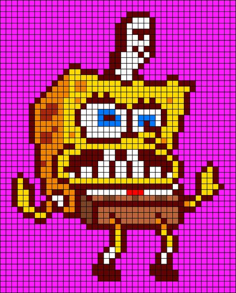 Alpha pattern #162253 | BraceletBook Alpha Pattern Spongebob, Spongebob Alpha Pattern, Large Pixel Art, Birthday Card Ideas For Boyfriend, Card Ideas For Boyfriend, Alpha Crochet, Ideas For Boyfriend Birthday, Handmade Birthday Card Ideas, Crochet Grid Patterns