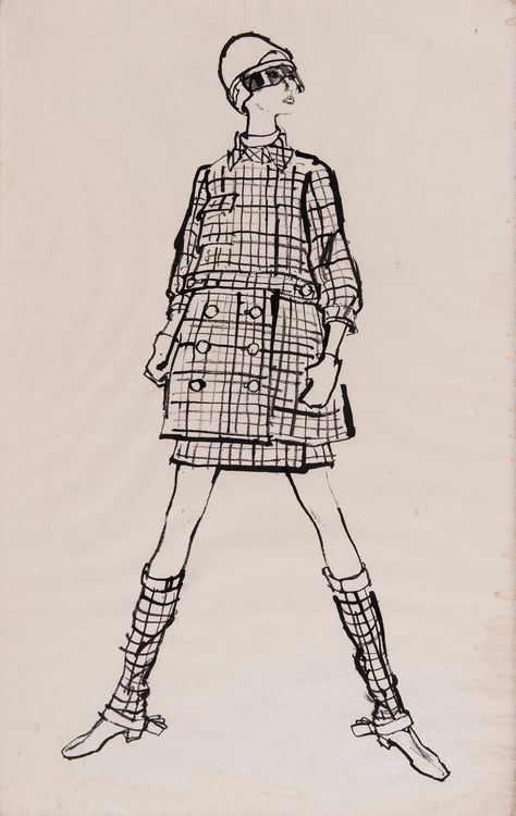 Vogue Illustrations, Fashion Design Inspiration, Decades Fashion, Decades Of Fashion, Boot Covers, Fashion Illustrations Techniques, Fashion Illustration Vintage, Checked Suit, Fashion Illustration Sketches