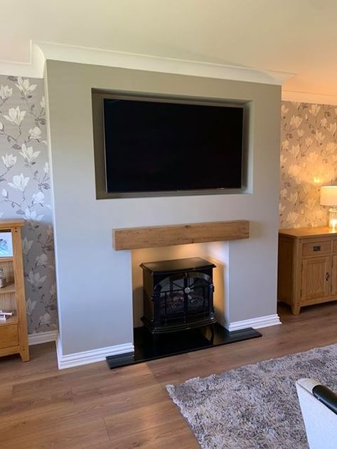 Timber framed chimney breast with media housings Chimney Breast Ideas No Fireplace, Chimney Breast Wallpaper, False Chimney Breast, Modern Wall Shelves, Shelves Design Ideas, Alcove Ideas Living Room, Shelves Decoration, Log Burner Living Room, Tv Stand Ideas