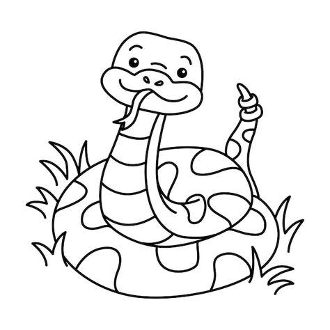 Snake Outline, Funny Snake, Snake Facts, Snake Coloring Pages, Baby Snakes, Giant Snake, Colorful Snakes, Monochrome Illustration, Outline Images