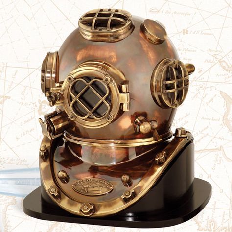 old scuba diver helmet | ... us navy mk v helmet item bp 704 at solid copper diver s helmet with an Deep Sea Diving Helmet, Dive Helmet, Divers Helmet, Diver Art, Navy Diver, Diver Down, Deep Sea Diver, Diving Helmet, Deep Sea Diving