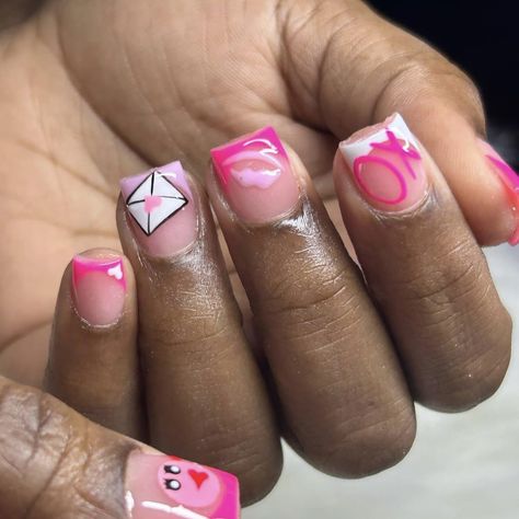 Kid Nails, Acrylic Toe Nails, Acrylic Nail Set, Work Nails, Short Square Acrylic Nails, Short Acrylic, Acrylic Nails Coffin Pink, Unique Acrylic Nails, Short Nail