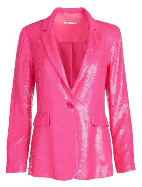 Performance Outfits Singing, Pink Sequin Blazer, Albums Aesthetic, Blazer Rose, Sequin Coats, Olivia Pink, Cut Blazer, Sequin Blazer, Sequin Design