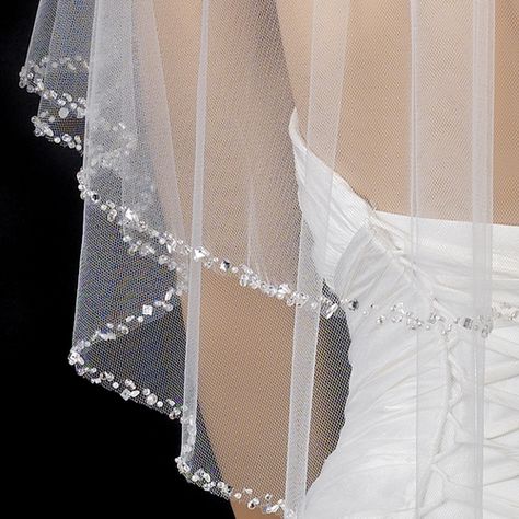 I like this one too Romantic Wedding Veil, Fingertip Length Wedding Veil, Sparkle Veil, Couture Beading, Fingertip Wedding Veils, Bride Dress Simple, Beaded Edge, Bali Wedding, Cute Wedding Ideas