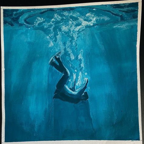 Diving Painting Art, People Drowned In The Sea, Fear Of Ocean Drawing, Deep Sea Painting Acrylic, Under The Water Painting, Frustrated Painting, How To Paint Underwater, Acrylic Painting Underwater, How To Draw Underwater