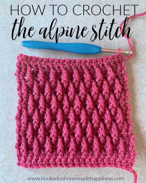 How to Crochet the Alpine Stitch | Hooked on Homemade Happiness Crochet Cal, Alpine Stitch, Blanket Stitches, Back Post Double Crochet, Crochet Cable, Knitting Paterns, Crochet Sweaters, Pattern Inspiration, Stitch Crochet