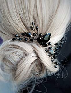 Dark Weddings, Accessories For Prom, Black Hair Pieces, Black Hair Comb, Festival Hair Accessories, Black Hair Accessories, Bird Template, Bead Hair, Bead Flowers