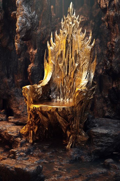 Tree Throne Fantasy Art, Throne Aesthetic Gold, Throne Fantasy Art Chair, Royal Throne Aesthetic, Queen On Throne Art, Fantasy Throne Chair, Throne Concept Art, Stone Throne Concept Art, Throne Aesthetic