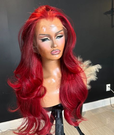 Colored Human Hair Wigs, Human Hair Color, Red Wigs, Ombre Hair Color, Lace Caps, Stevie Wonder, Wigs For Black Women, Black Girls Hairstyles, Cherry Red