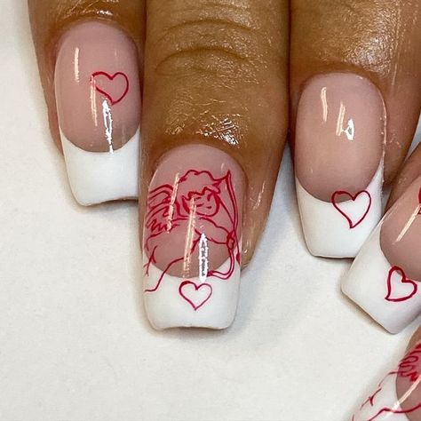 Glam Valentines Day Nails, Alt Valentines Nails, Nail Ideas Unique, Cupid Nails, Anti Valentines Day Nails, Vamp Nails, Xo Nails, Urban Nails, Vday Nails