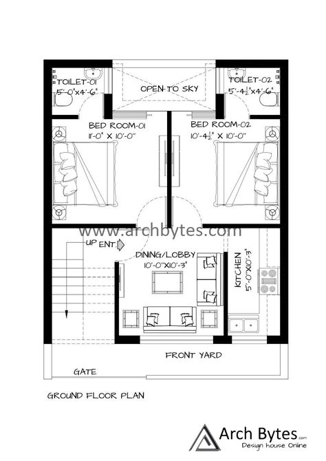 House Plan for 22x30 Feet , Plot Size 73 Square Yards (Gaj), Built up area 560 Square feet, plot width 22 feet, plot depth 30 feet. No of floors 1. 400 Sq Ft House, 3 Bedroom Home Floor Plans, Small Flats, Budget House Plans, 3 Storey House Design, 2bhk House Plan, Architectural Representation, Three Bedroom House Plan, House Main Gates Design