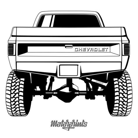 Chevy Trucks Drawings, Square Body Chevy Drawing, Old Truck Drawings Chevy, Squarebody Tattoo, Chevy Truck Tattoo Ideas, Pickup Truck Tattoo, Truck Tattoo Design, Chevy Truck Tattoo, Chevy Truck Drawing