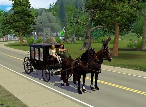 Sims 3 Two-Horse Carriage conversion – @barnacleboots в Tumblr Sims 3 Conversions, Rose And The Doctor, Ts3 Cc, Witch Coven, Two Horses, Staying Up Late, Horse Carriage, Sims 2, Sims 3