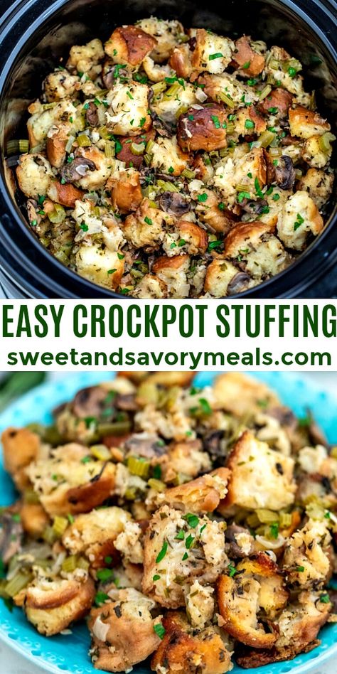 Crockpot Stuffing Thanksgiving, Stuffing Recipes Crockpot, Stuffing Easy, Thanksgiving Side Dishes Crockpot, Crockpot Stuffing, Thanksgiving Recipes Side Dishes Easy, Thanksgiving Dinner For Two, Onion Stuffing, Sage And Onion Stuffing