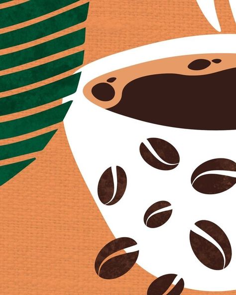 Coffee Poster Design Illustration, Coffee Abstract Art, Abstract Coffee Art, Cafe Minimalist, Coffee Illustrations, Cafe Artwork, Coffee Graphics, Abstract Boho Art, Boho Illustration