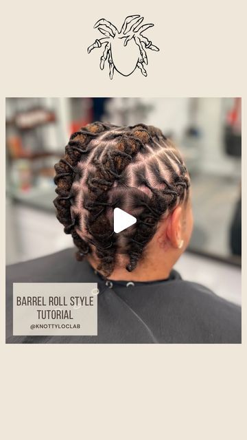 KNOTTY LOC LAB, LLC on Instagram: "Annichia is back with a much requested barrel roll tutorial!✨ . . . . #locs #nyclocs#locstyles #locsofinstagram  #locsalon #Nylocs #knottyloclab #loctitian #locstylist #loccare #locmaintenance  #locnation #longlocs #locspiration #locstylesforwomen #locjourney  #teamlocs  #shortlocs #starterlocs #loclivin #womenwithlocs #explorepage #explore" Loc Styles Barrel Rolls, Barrel Twist Into Ponytail Locs, Barrel Roll Locs, Barrell Roll Loc Styles, Loc Styles Women, Barrel Loc Styles Women, Barrel Roll Updo Locs, Barrel Roll, Apple Cider Benefits