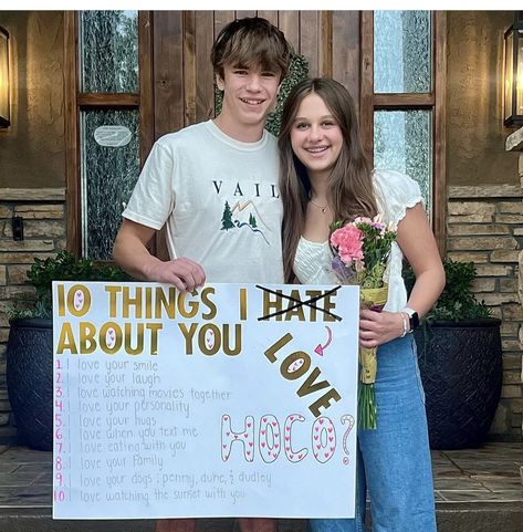 10 Things I Hate About You Hoco Proposal, Cute Hoco Ideas, Hoco Posters, Hoco Signs, Cute Hoco Proposals, Dance Proposals, Dance Posters, Prom Proposals, Cute Homecoming Proposals