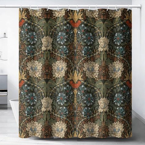 Amazon.com: XBDDZSW Retro Flower Shower Curtains William Morris Vintage Country Boho Flower Art Print Shower Curtains 72""×72"" Inch, Style-1 : Home & Kitchen William Morris Shower Curtain, Boho Floral Shower Curtain, Green Floral Shower Curtain, Mexican Folk Art Shower Curtains, Art Nouveau Shower Curtain, Flower Shower Curtain, Modern Shower Curtains, Boho Shower Curtain, Flower Shower