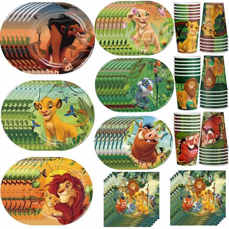 PRICES MAY VARY. 【Lion King Birthday Party Supplies】- Still wondering how to throw a grand and eye-catching birthday party for your kids? Don't hesitate, this is it! It is sure to impress your guests and leave a good memory with your friends 【Lion King Tableware】- 30pcs 9” paper plates which mix three design; 30pcs 7” paper plates which mix three design; 30pcs paper cups which mix three design; and 30pcs 6.5”* 6.5”paper napkins 【High Quality Material】- This Lion King party themed paper tableware Lion King Party Decorations, Lion King Birthday Party, Lion King Party, Lion King Birthday, King Birthday, Girl Birthday Decorations, Birthday Supplies, Paper Cups, Birthday Decor