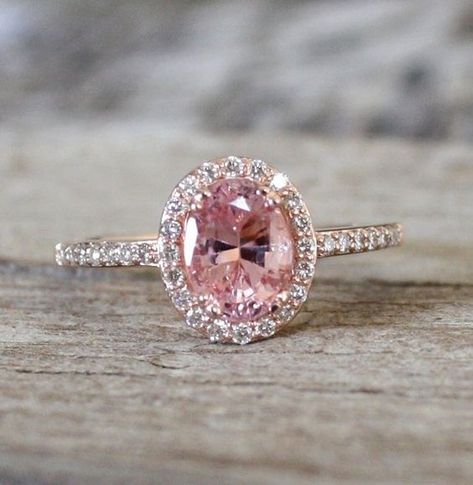 Pink Wedding Rings, Rings Oval, Jewellery Shops, Rose Gold Engagement Ring Vintage, Amethyst Ring Engagement, Peach Sapphire, Box Organizer, Jewellery Gold, Harvey Nichols