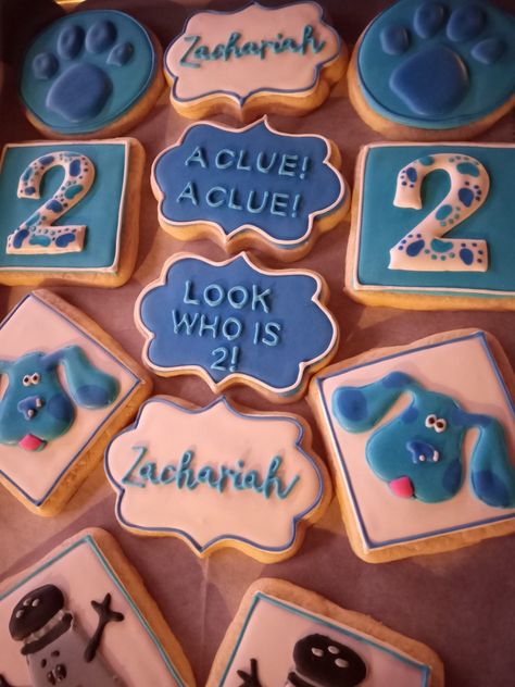 Blue’s Clues Birthday Party Ideas, Blues Clues Cookies, Clue Party, Blue’s Clues, Blues Clues, Clue, 2nd Birthday, 1st Birthday, Birthday Parties