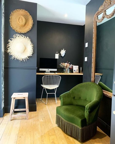 Office Inspiration, Egg Chair, Working From Home, Oversized Mirror, Color Block, Home Office, Sweet Home, Dream House, Loft