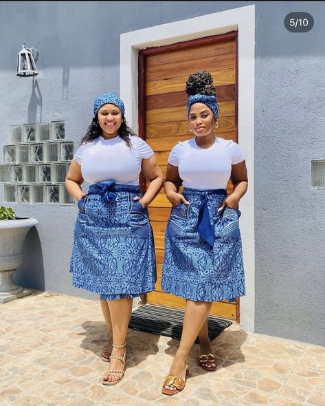 Chilanga Mulilo Outfits For Friends, Lobola Outfits Woman Dresses South Africa, Sesotho Traditional Attire, Setswana Traditional Attire For Women, Sotho Traditional Attire Women, Seshweshwe Dresses Design Outfit, Seshweshwe Skirts, Tswana Traditional Attire For Women, Shweshwe Dresses Lesotho